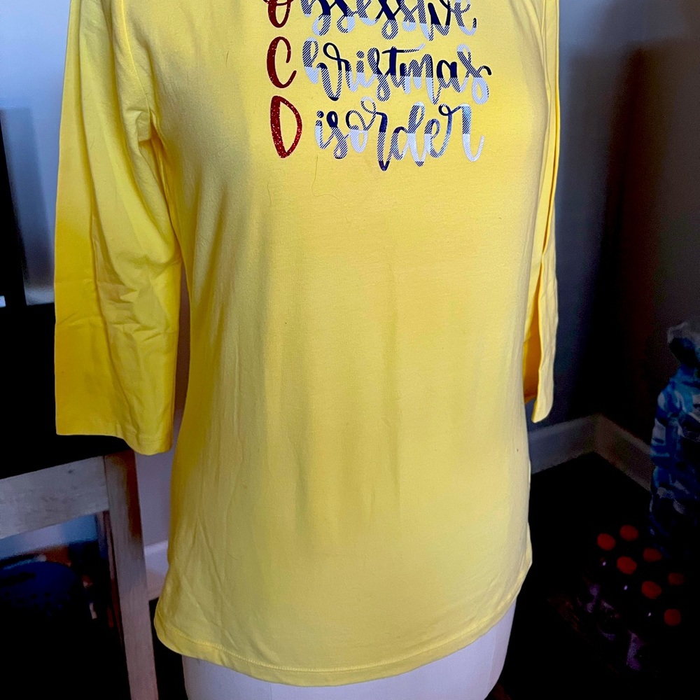 Talbots medium yellow Christmas shirt